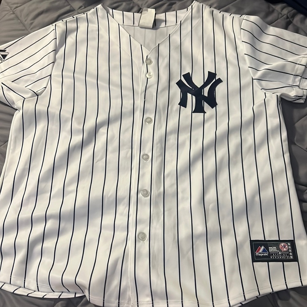 NY MLB pinstripe jersey Majestic